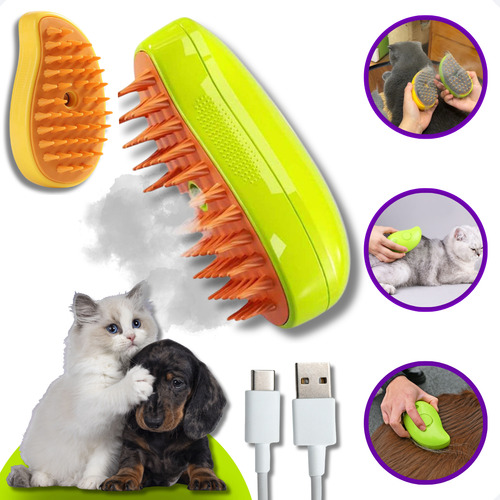 3 In 1 Depilación Cepillo Masaje Vapor Gatos/perros Mascota