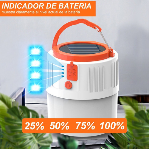 Luz De Emergencia Solar Recargable Usb For Campamento