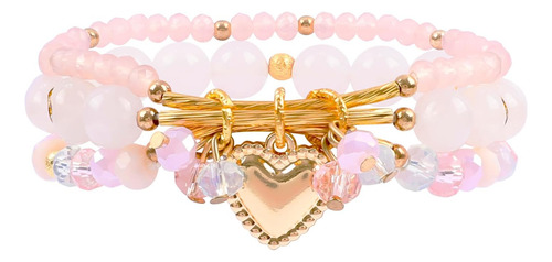 Ideajoy Nekol Pulsera Multicapa De Perlas Rosas Para Mujer,