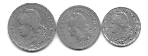 Argentina Niqueles De 5, 10 Y 20 Centavos Año 1929