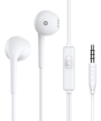 Audífonos In Ear Manos Libres Control Y Micrófono 3.5m 1hora Color Blanco