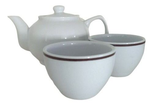Imagen 5 de 6 de Tetera Porcelana China 450 Cc + 2 Tazas Cuencos Juego De Té