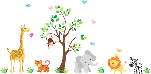 Adesivo De Parede - Árvore Safari Infantil - Novas Cores