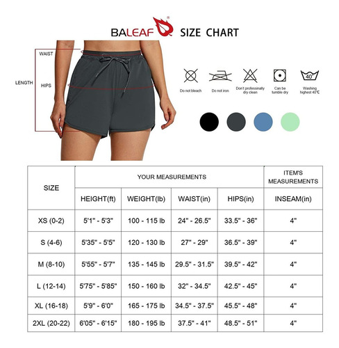 Baleaf Womens Shorts 4 Hiking Shorts Quick Dry With Zip Po