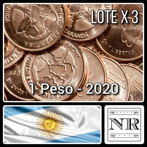 Lote X 3 Monedas - Argentina - 1 Peso - Año 2020 - Jacaranda
