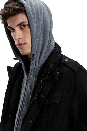 Campera Levis Hombre Milita Jacket Buzo Gabardina Negra