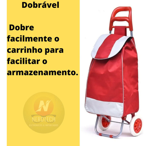 Imagem 6 de 6 de Carrinho Feira Supermercado Compras Dobrável Rodas Grandes