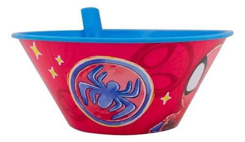 Plato Hondo Spiderman Spidey Con Popote Tazón Infantil
