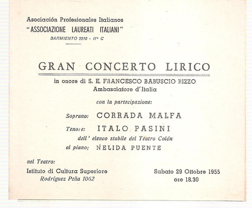 3 Programas Centro Catolico Prfesionales Italianos 1951/55
