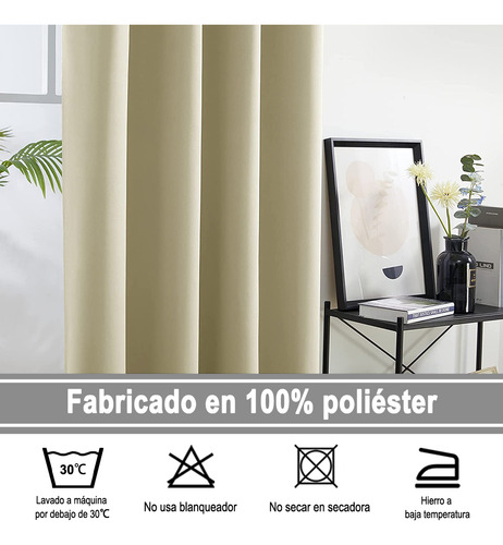 Nanwei Cortina Blackout 132x214cm Con Varilla Bolsa 2 Piezas Color Beige