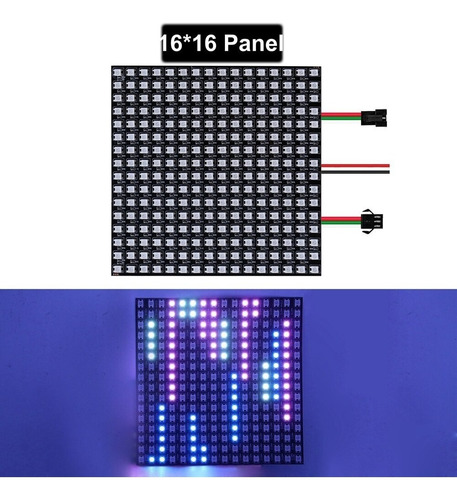Matriz Panel 256 Leds Rgb Ws2812b 16x16 Ip30 Flexible Esp32