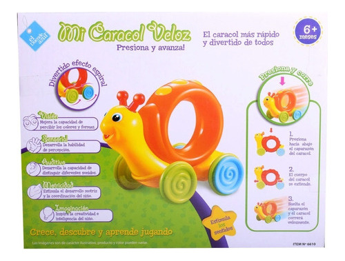 Imagen 6 de 9 de Mi Caracol Veloz Juguete De Arrastre Bebe El Duende Azul