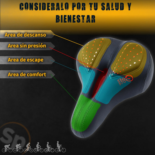 Imagen 2 de 10 de Asiento Para Bicicleta Gel Antiprostatico Con Reflegante