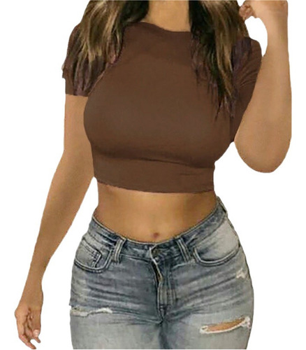 Camiseta Crop Top Slim Fit Para Mujer