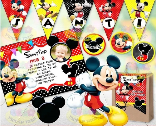 Kit Imprimible Mickey Rojo Con Candy Bar 100% Editable