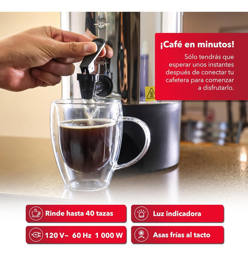 Cafetera Para Eventos Filtro Precolador 40 Tazas 6 Litros