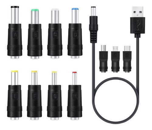 Cable De Carga 11in1 5v Usb A Dc 5.5x2.1mm Plug Para Ventila