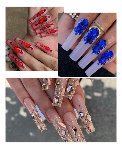 Conjunto De Arte De Unhas De Diamante Plano E Em Formato Esp