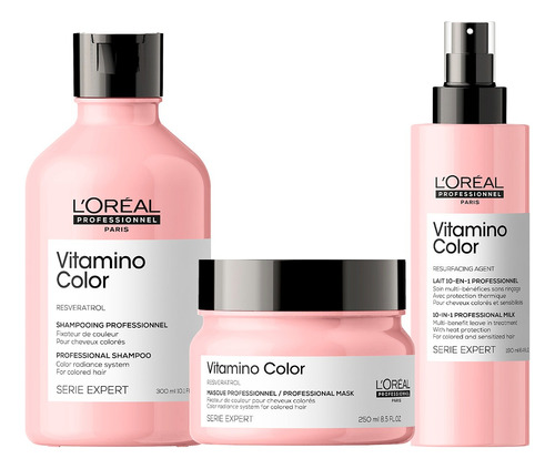Kit Loreal Vitamino Color Shampoo + Máscara + Spray 10 En 1