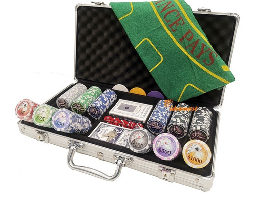 Maleta Poker 300 Fichas Com Numeração Kit Completo