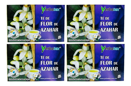 Pack 4 Té De Flor De Azahar Con 25 Sobres Cada Uno Yerbatex
