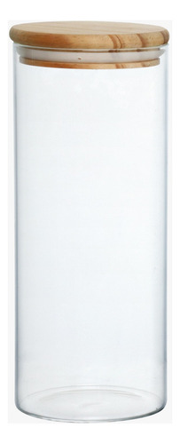 Pote De Vidro Hermético Com Tampa De Bambu 1,2l