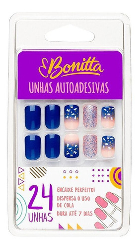 Kit De Unhas Postiças Autoadesivas Com 24 Un Linha Bonitta