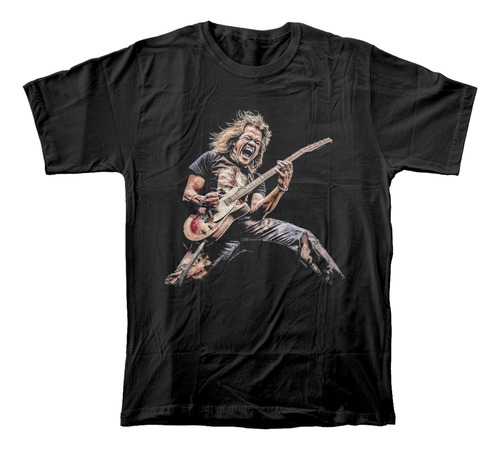 Camiseta Algodón Peinado De Guitarrista Eddie Van Halen Rock