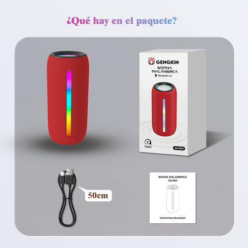Bocina Bluetooth Gengxin Inalámbrica Portátil Aux Micro Roja Rojo