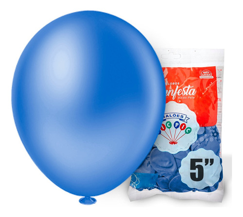 Balão Bexiga Liso Diversas Cores 5 Polegadas Pct C/ 50 Un Cor Azul-escuro Cinza