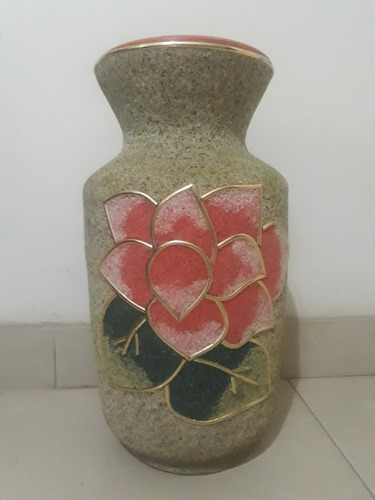 Jarrón De Arcilla Revestido Con Arena -  Alto 45 Cms 