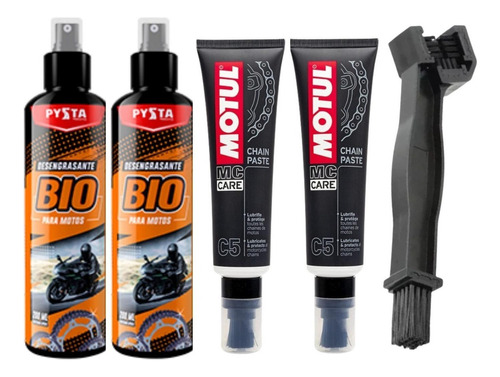 2 Motul C5  Lubricante Cadenas + Cepillo + 2 Desengrasante