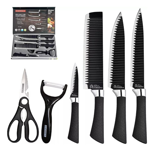 Kit Set De Cuchillos Cocina Mango Antirresbalante 6 Pcs