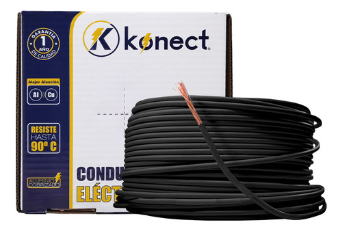 Cable Electrico Cca Unipolar Konect Calibre 10 Negro 100 M