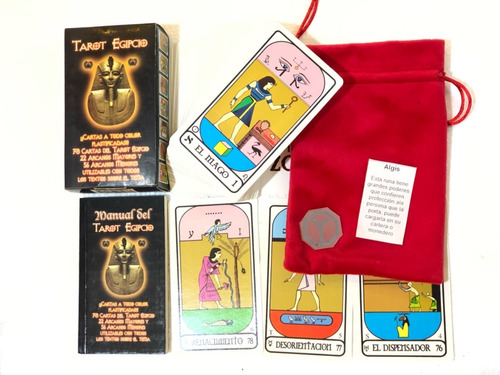 Tarot Egipcio + Instructivo + Amuleto + Morral Import 12.5cm