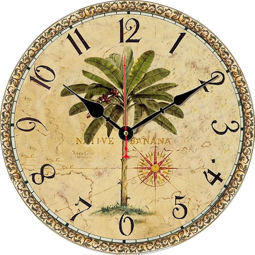 Moonluna Rustic Palm Tree Wall Clocks Para La Decoración De 