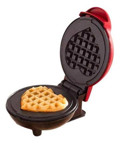 Mini Máquina Waffles Coração Prática Antiaderente Elétrica
