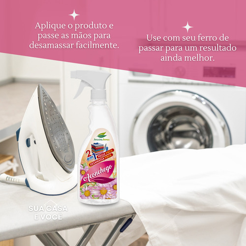 Passa E Desamassa Fácil 2em1 Tecidos Roupa Perfume Aconchego