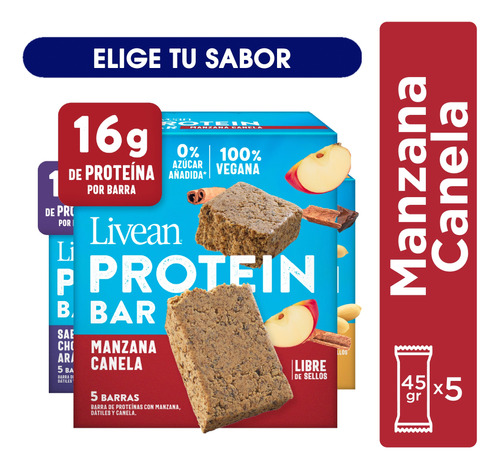 Pack 5 Barras De Proteina Livean 45g C/u - Elige Tu Sabor