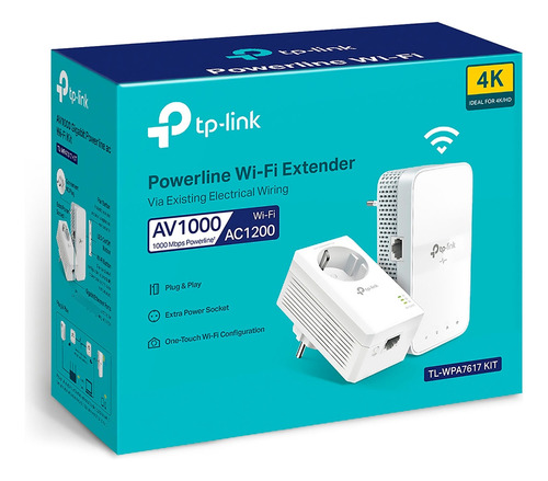 Tp-link Extensor Powerline Tl-wpa7617 Kit Wifi Av1000 Ac1200