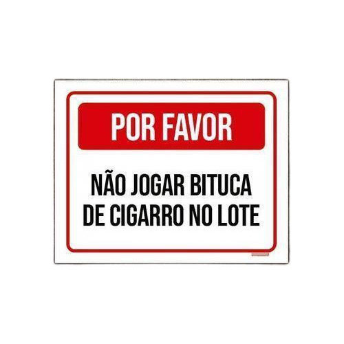 Placa Por Favor Não Jogar Bituca Cigarro Lote 27x35