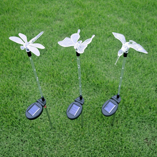 Nuevo 3 Unids Solar Powered Led Rgb Luz Jardín Patio Césped