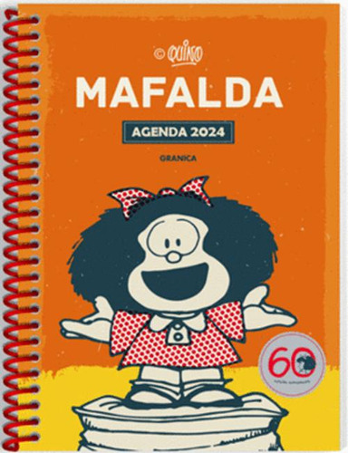 Libro Mafalda 2024, Agenda Anillada Módulos Anaranjado