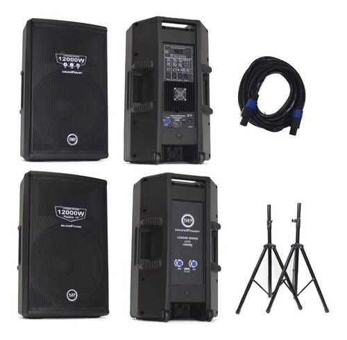 Imagen 1 de 10 de Cabina Activa + Cabina Pasiva Soundpower 12000w + Bases