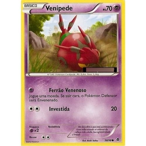 Venipede - Psíquico Comum - 38/98 - Pokemon Card Game