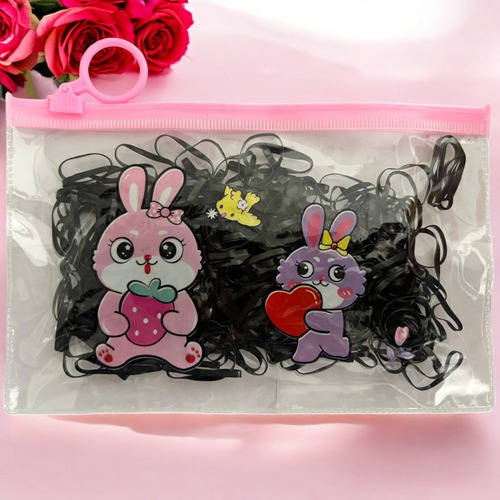Elástico Silicone Xuxinha Penteado Infantil Com Bolsinha Cor Preto Variadas