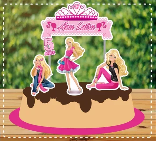 Topo De Bolo Barbie Topper De Bolo Personalizado Nome Idade