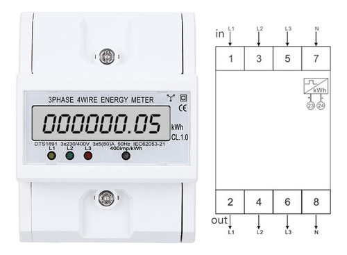 Medidor De Energía, Pantalla Digital Lcd Trifásica De 4 Hilo