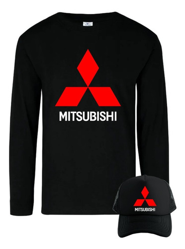 Camiseta Mitsubishi Manga Larga Camibuso Obsequio Gorra