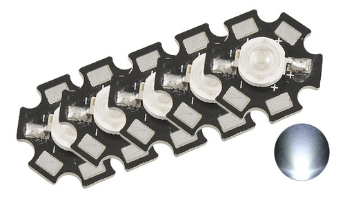 Kit 5 Led Smd 3w Blanco Frío 6500k Disipador Acuario Pecera